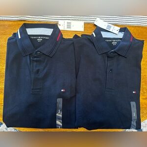 2 NWT Tommy Hilfiger Men's Small Navy Blue Polo Shirts